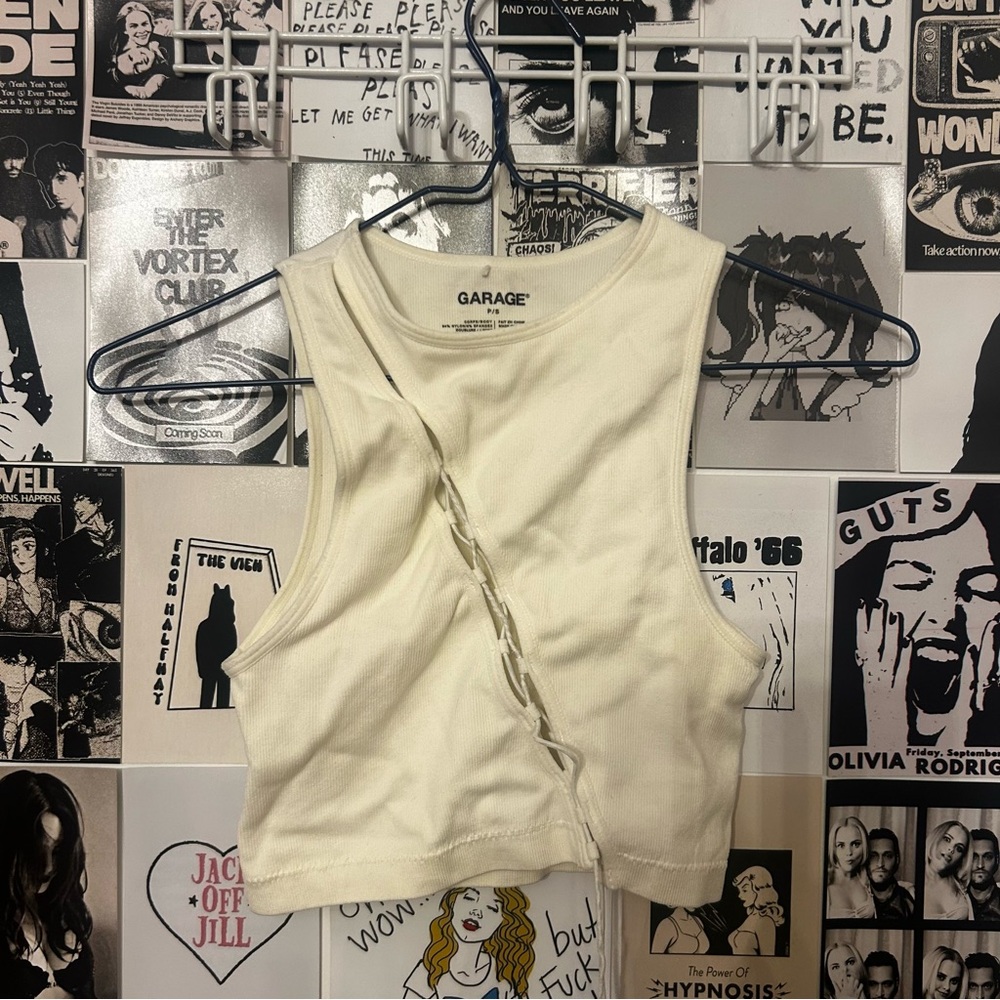 Garage White Cutout Tank Top